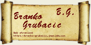 Branko Grubačić vizit kartica
